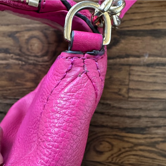 Michael Kors Bedford flap Small Pebbled Leather Crossbody Bag – Fuchsia Pink - Picture 15 of 16